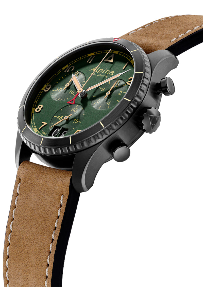 STARTIMER PILOT QUARTZ CHRONOGRAPH BIG DATE GREEN